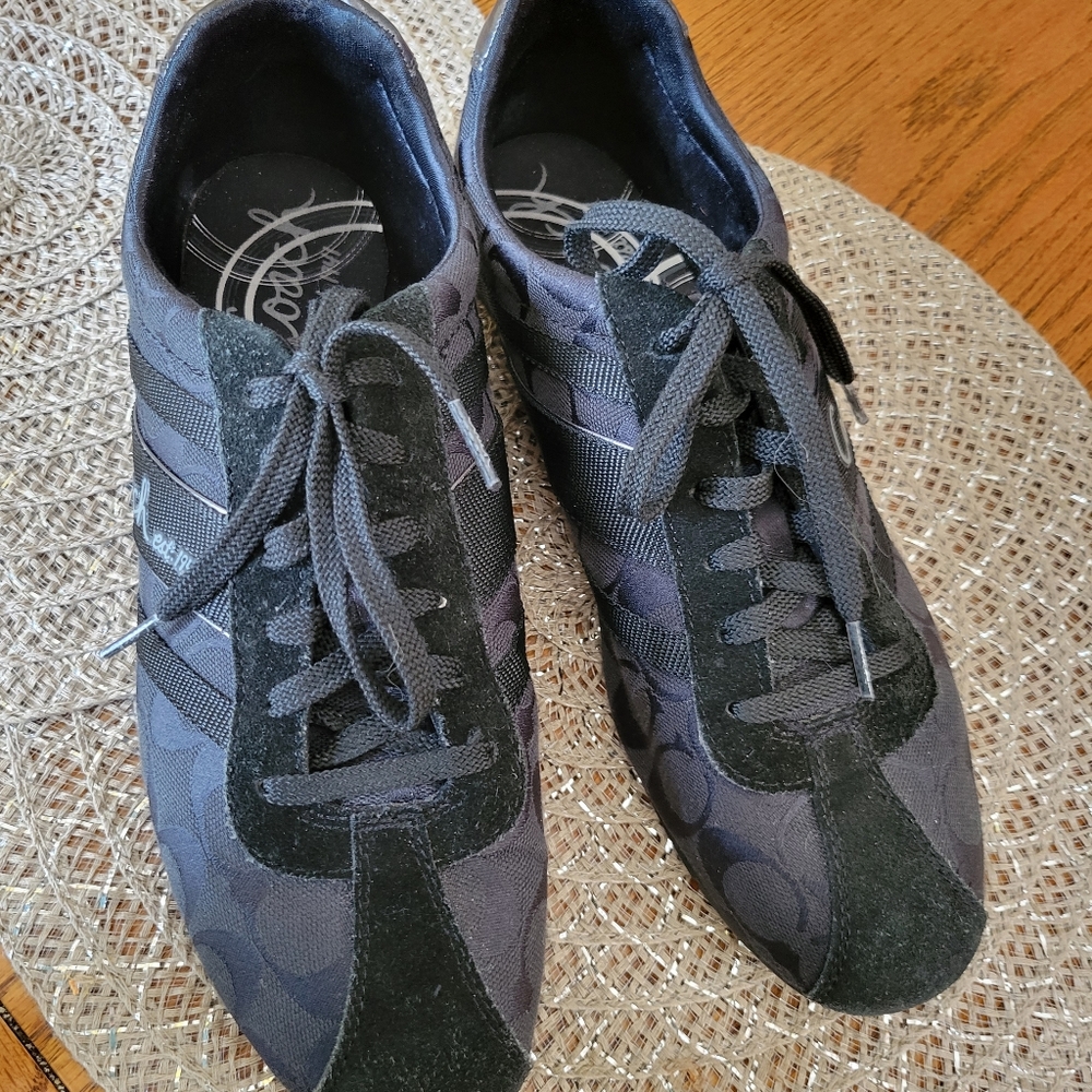 Coach Grey and Black Signature Logo Athletic Sneakers